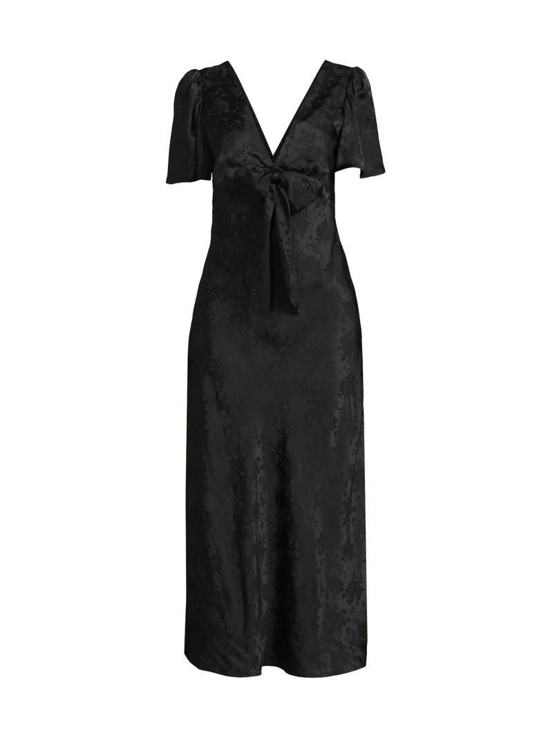 Women's Brunello Silk Jacquard Midi-Dress - Black 1