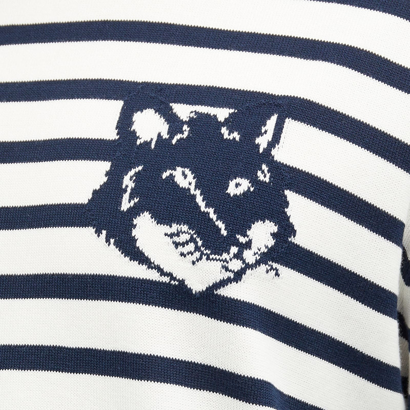 Maison Kitsuné Maison Kitsuné Fox Head Intarsia Stripe Sweat outlook