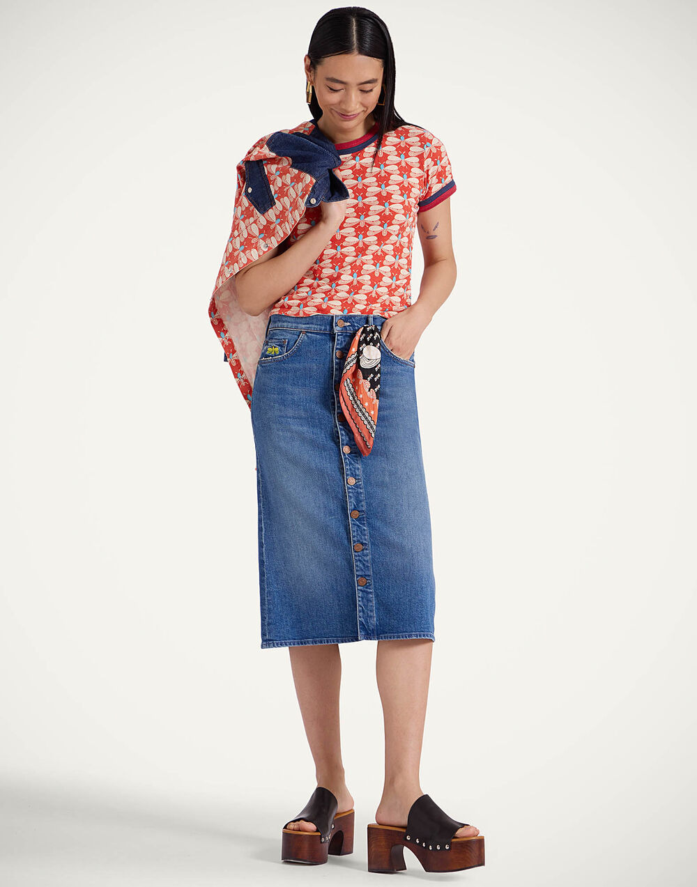 The Button Front Vagabond Midi Skirt - 6
