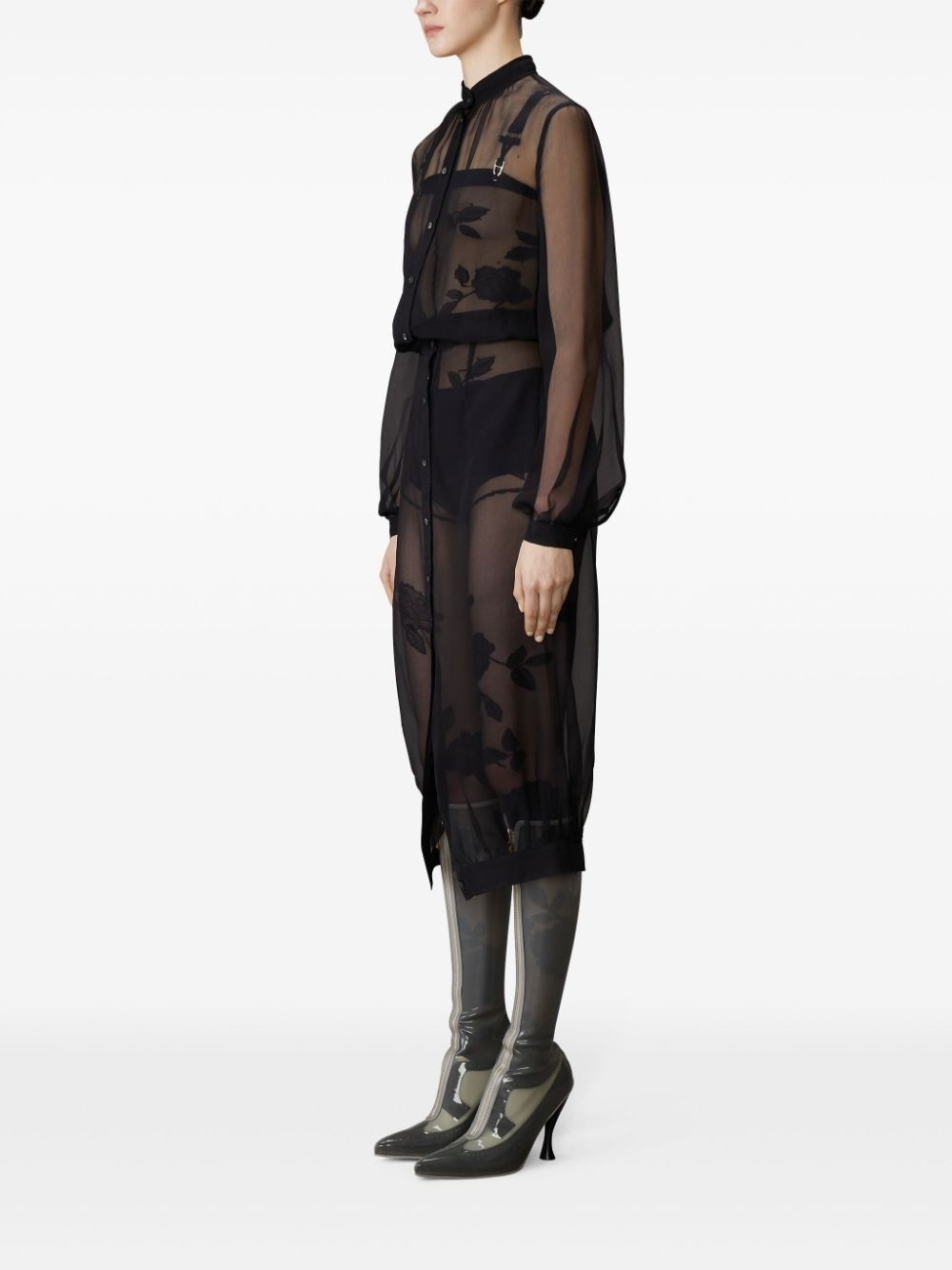 semi-sheer midi dress - 3