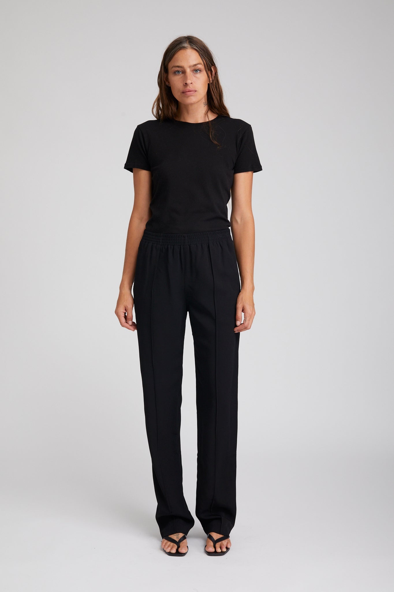 BLACK CREPE PINTUCK TROUSER - 2