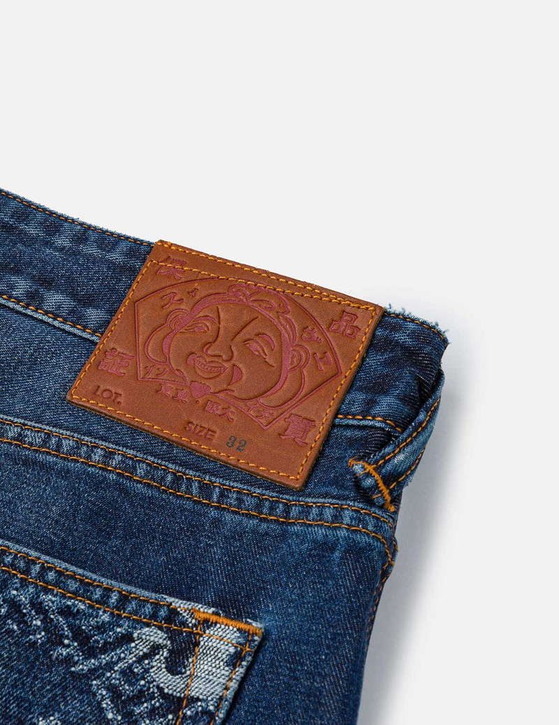 Multi-pocket and Seagull Crane Print Loose Fit Washed Denim Joggers 10