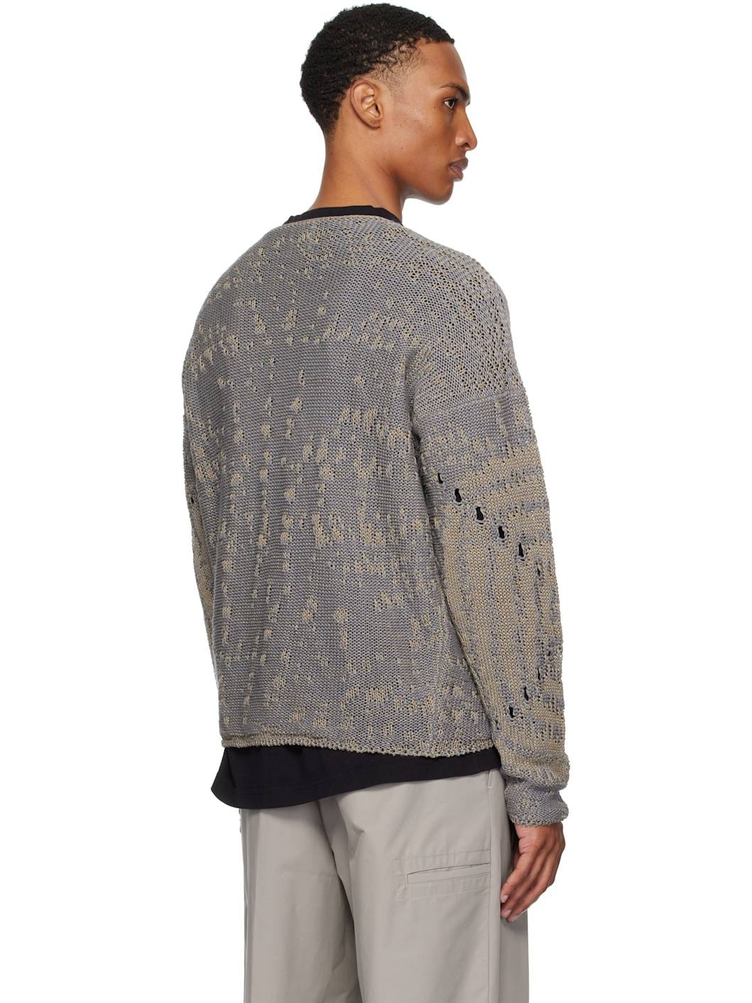 Blue & Beige Vortex Crewneck Sweater - 3