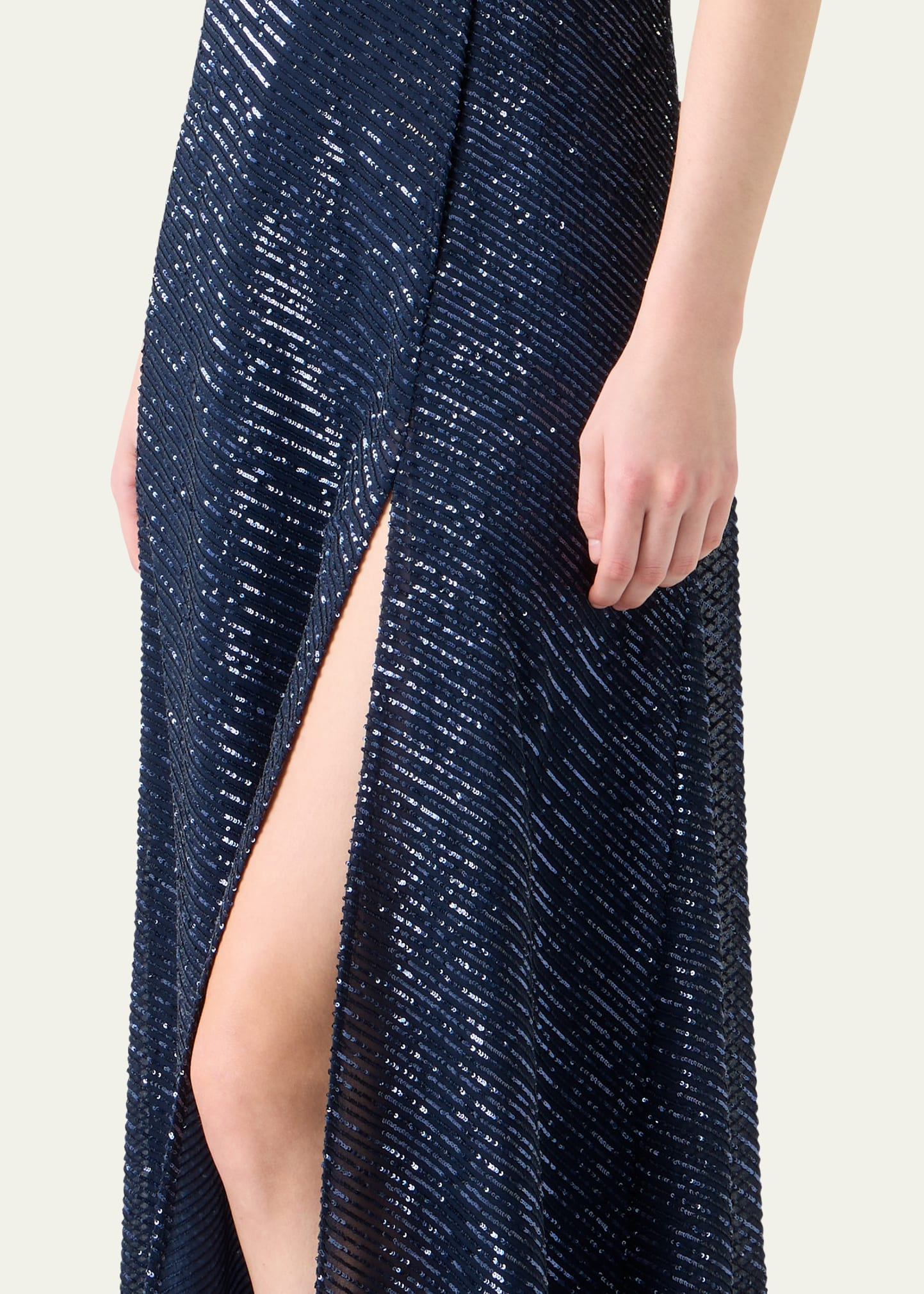 Diagonal Sequined Georgette Gown - 5