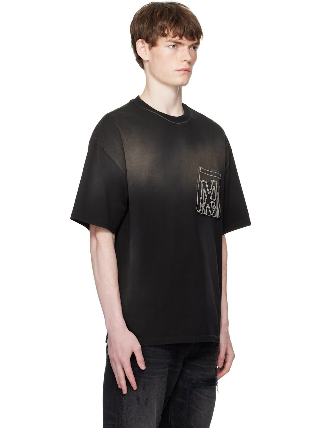 Black MA Outline Oversized T-shirt - 2