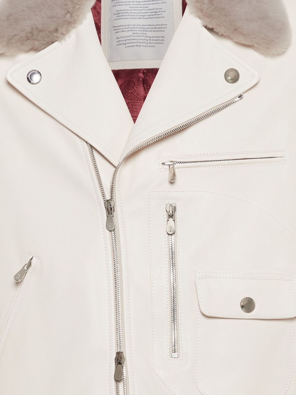 fur-collar leather jacket - 7