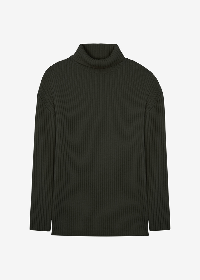 Thelma Ribbed Sweater Dress - Khaki 1