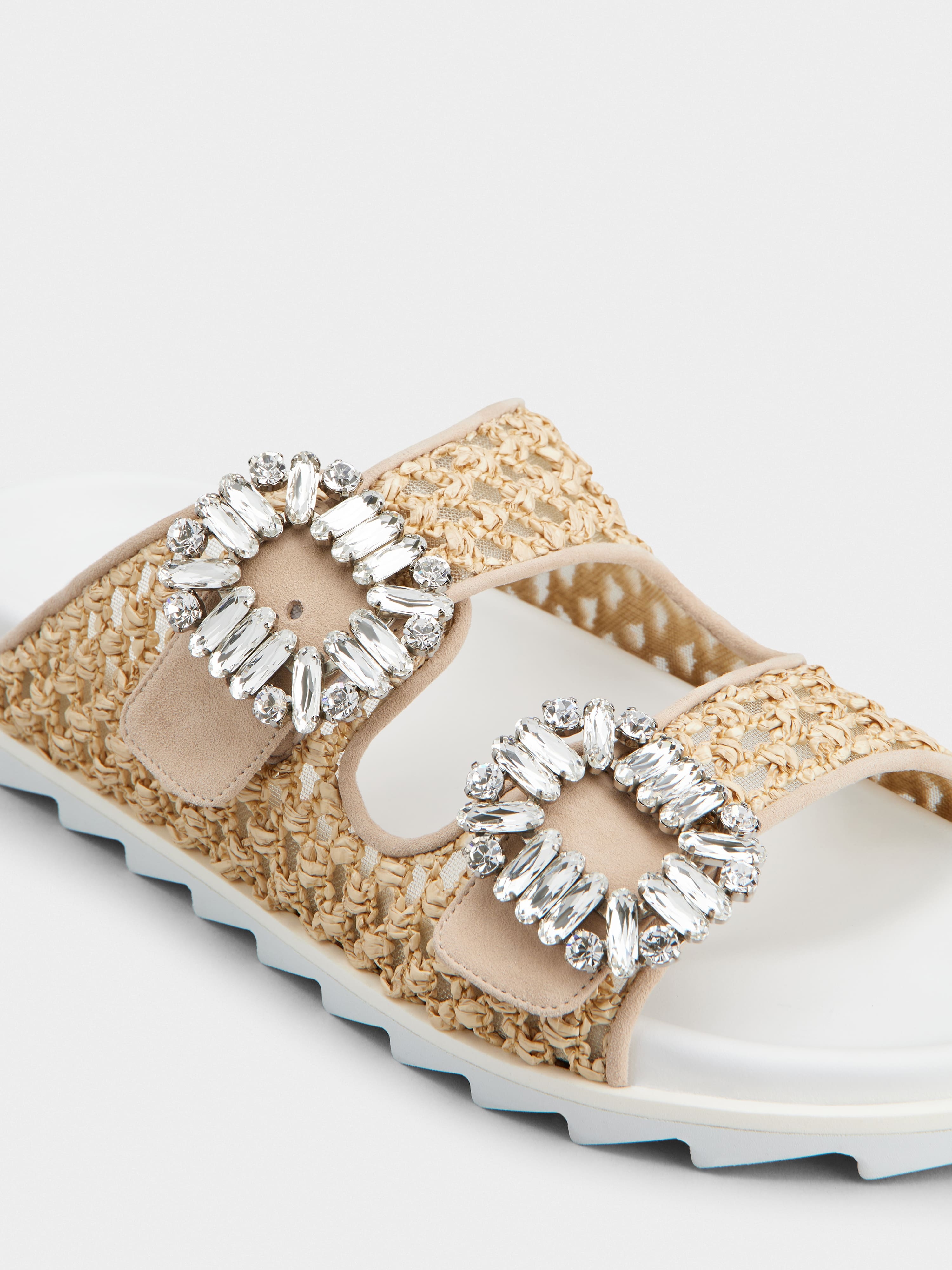 Slidy Viv' Strass Buckle Mules in Raffia - 3