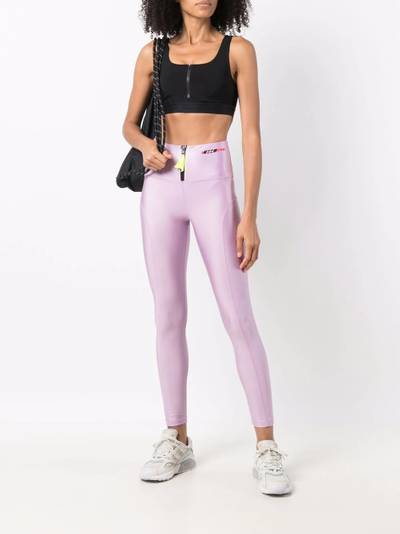 MSGM high-shine logo-print leggings outlook