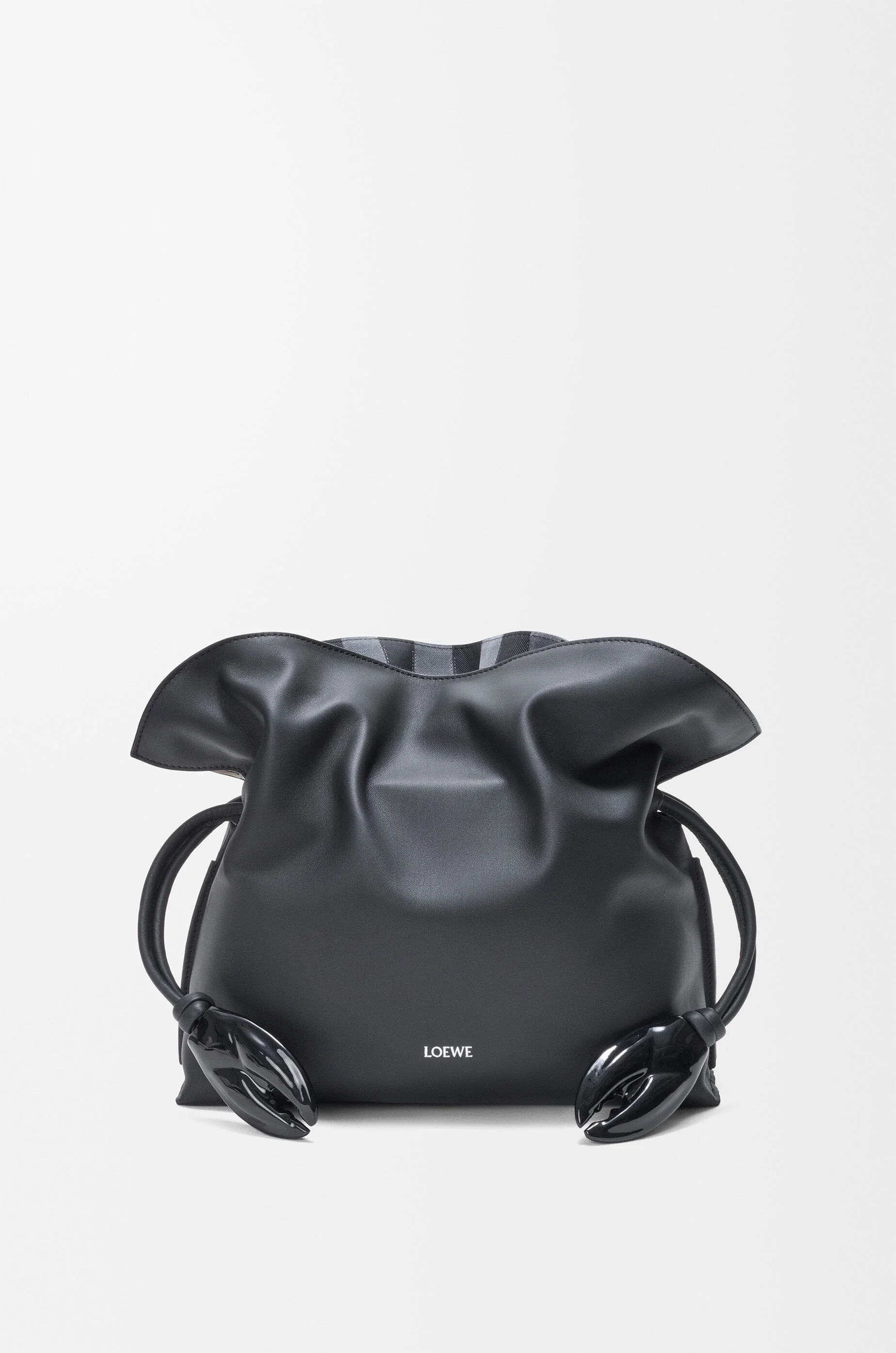 Medium Flamenco clutch in nappa calfskin and check intarsio - 1