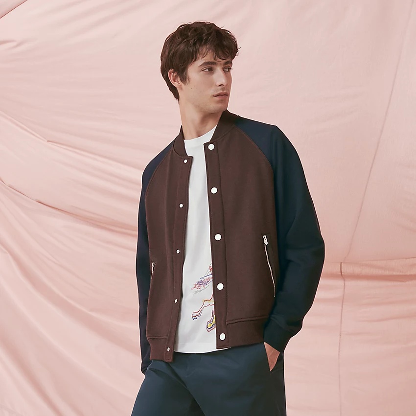 Varsity jacket with leather detail - 1