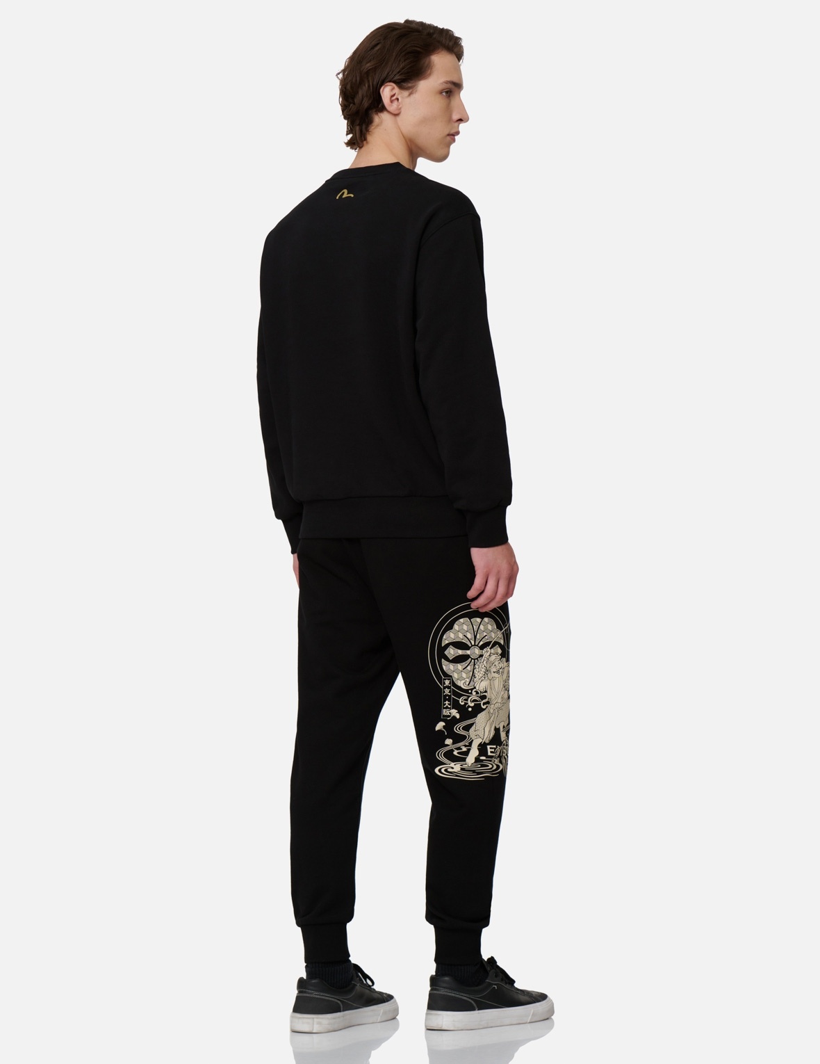KOI AND WAVE PATTERN KAMON PRINT SWEATSHIRT - 4