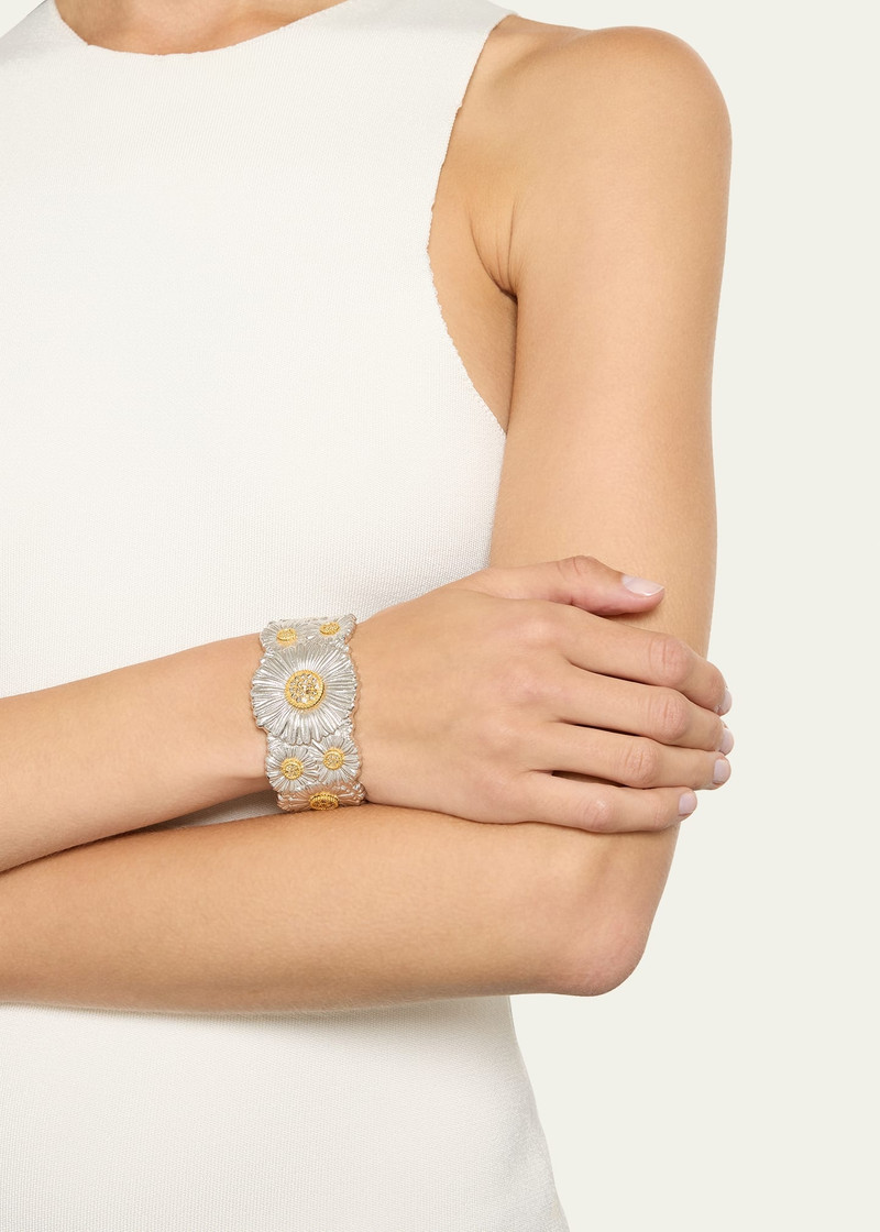 Buccellati Silver and 18K Gold Daisy Blossoms Bracelet with Diamonds outlook