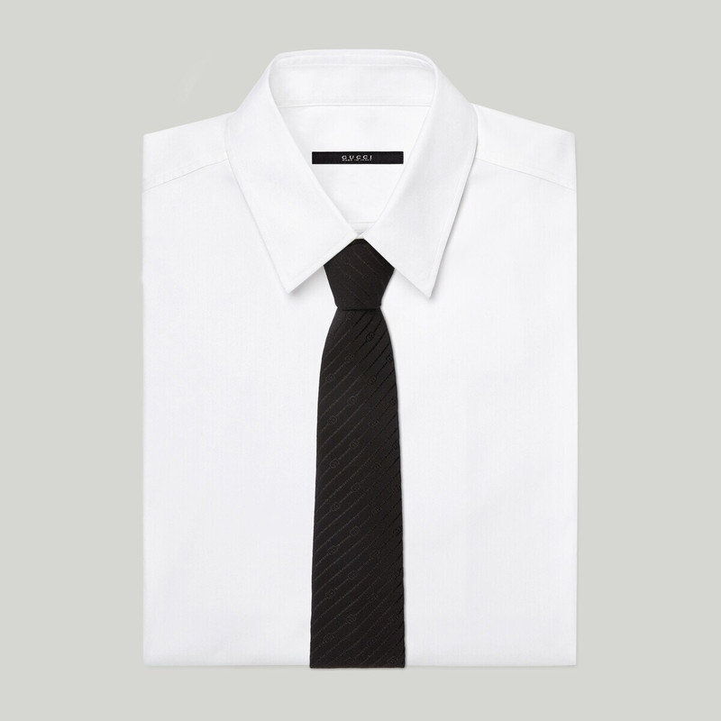 GUCCI Interlocking G silk crêpe tie outlook