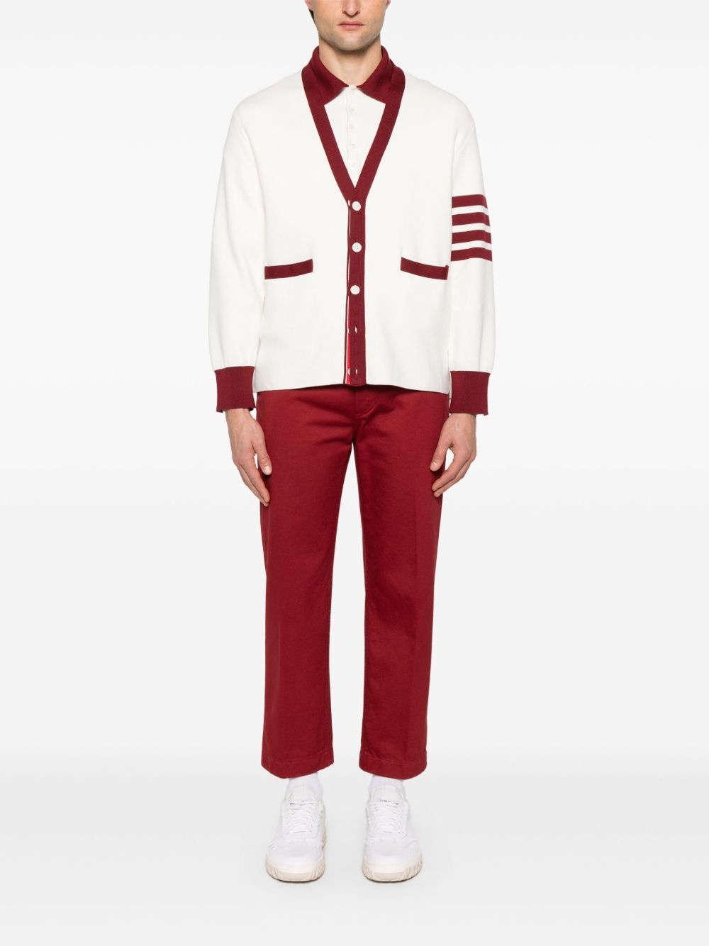 4-Bar stripe cotton cardigan - 2