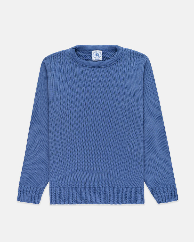 J. PRESS MADE-IN-USA BLUE CHUNKY COTTON CREWNECK SWEATER outlook