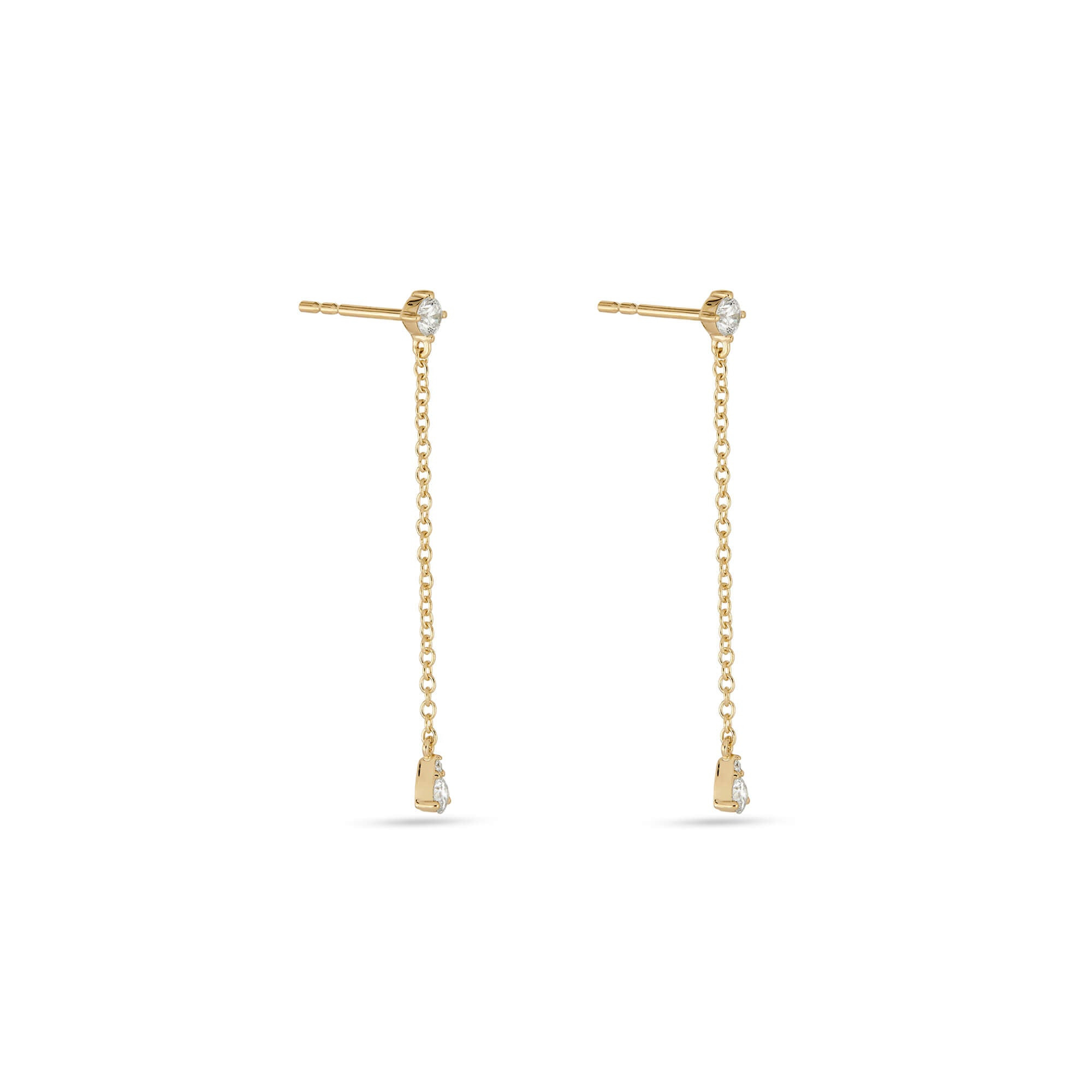 Perfect Pear Diamond Line Drop Earrings - 3