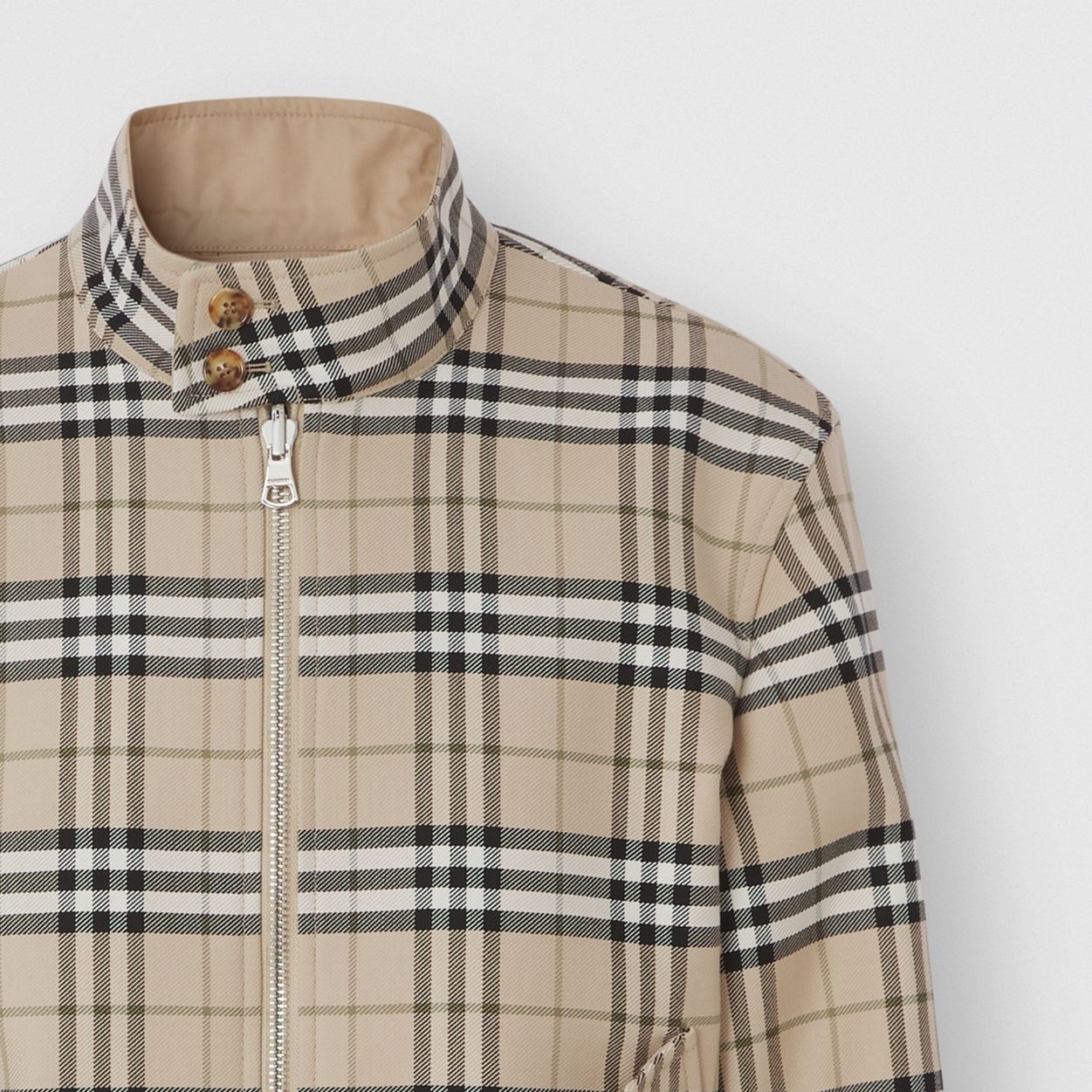 Reversible Check Wool Cotton Harrington Jacket - 9