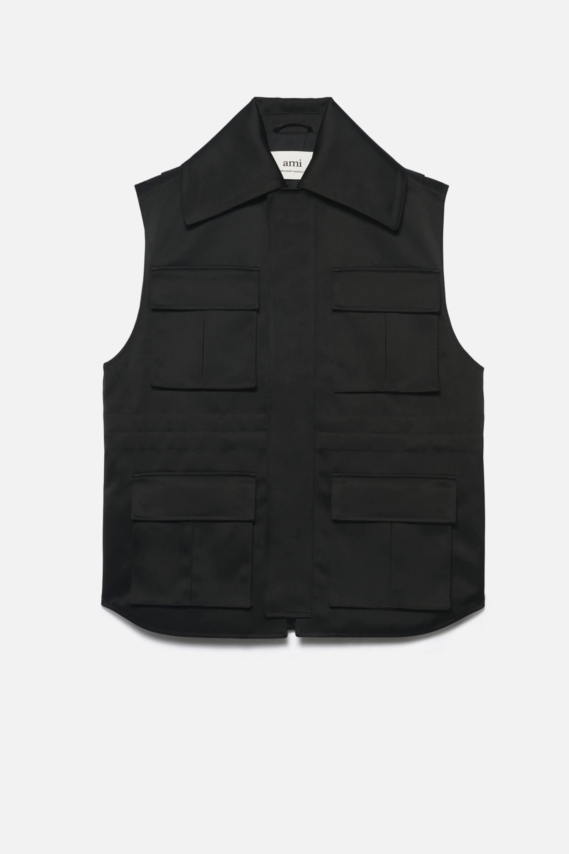 Sleeveless Jacket With Patch Pockets - 1