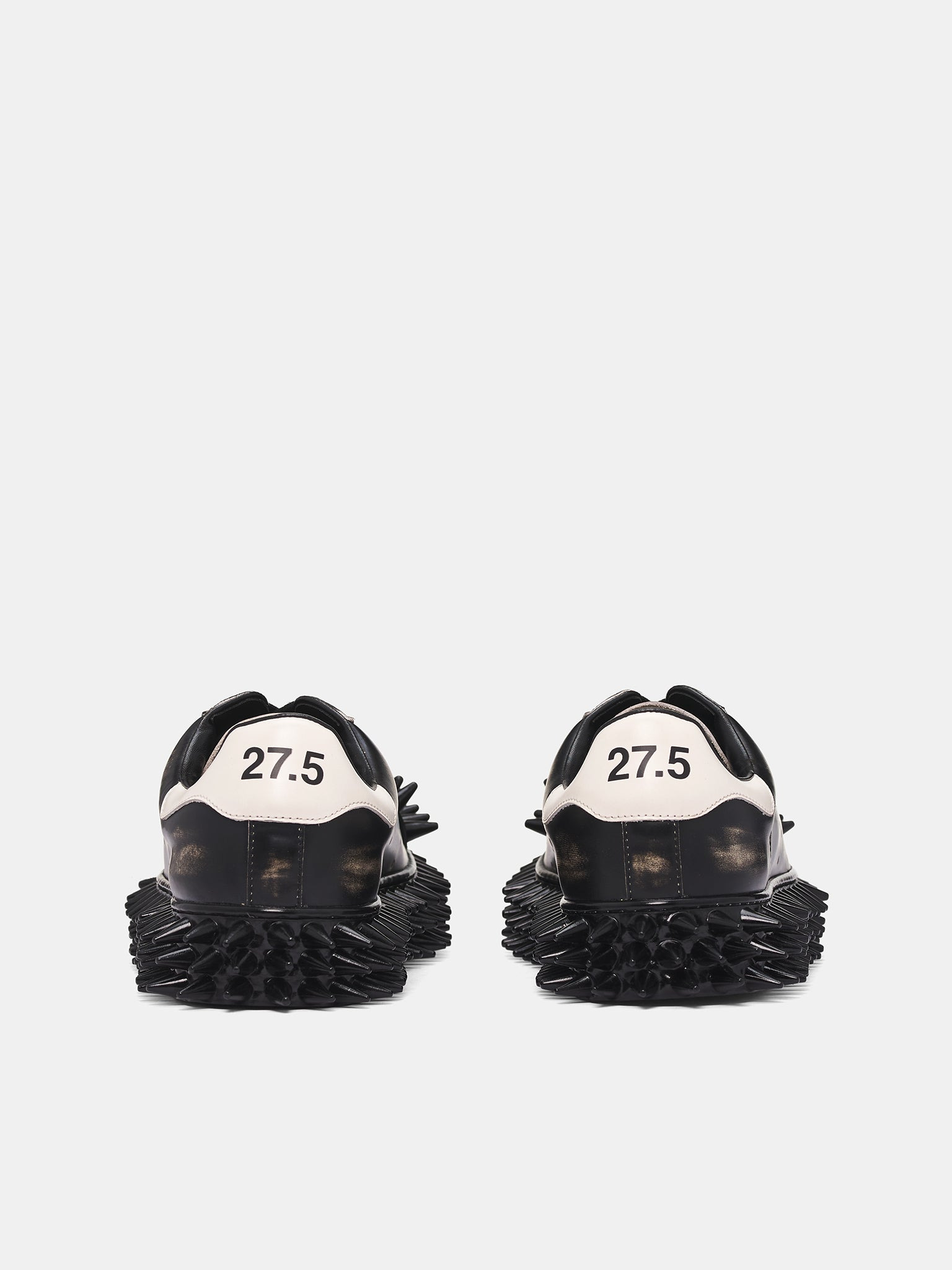 Black Leather Spiky Sneakers - 4