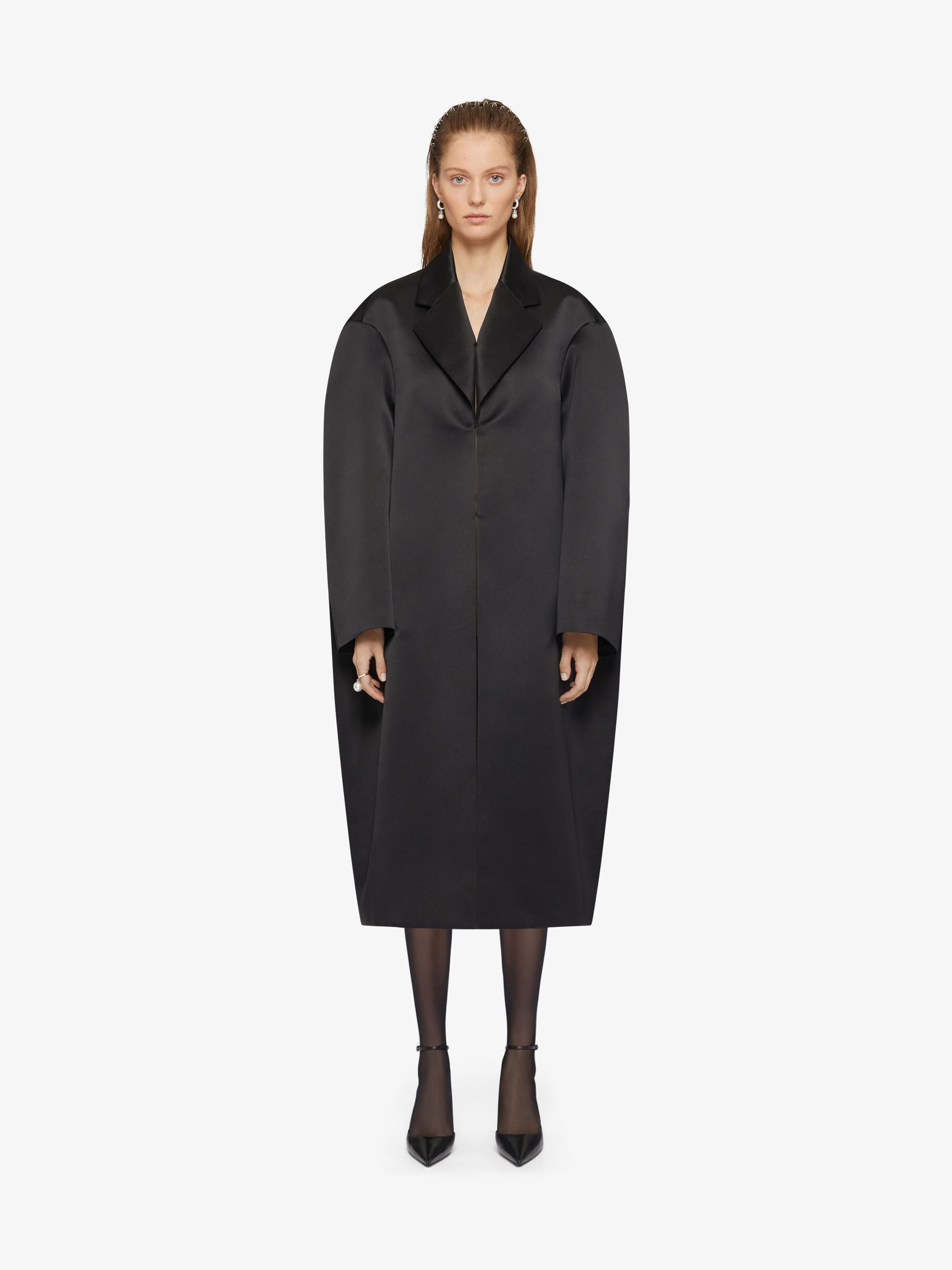 OVERSIZED COAT IN SILK SATIN DUCHESSE - 2