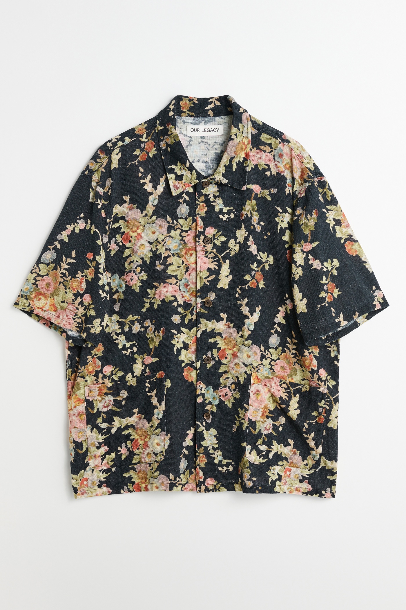 Elder Shirt Shortsleeve Black Floral Tapestry Print - 1