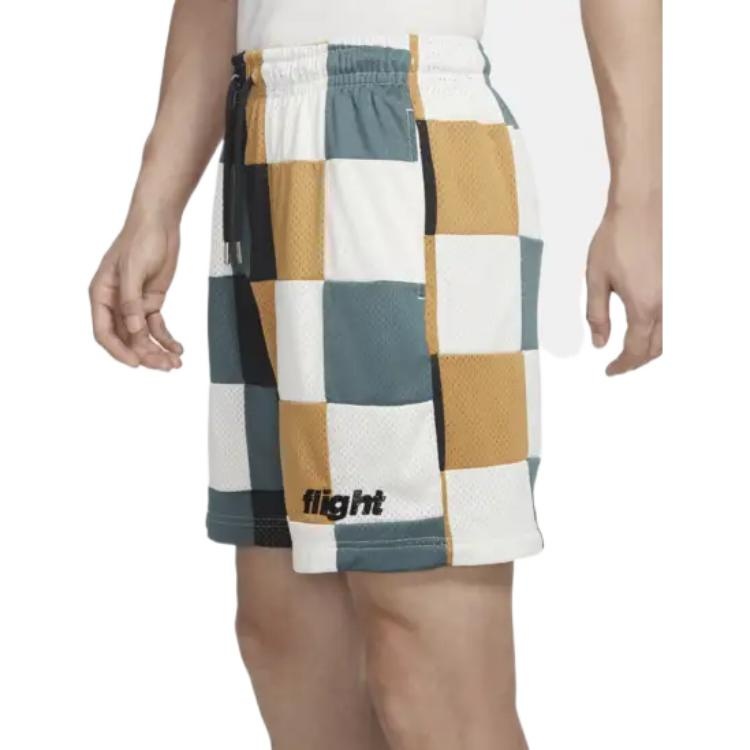 Men's Air Jordan Plaid Splicing Logo Printing Straight Shorts DQ8348-384 - 5