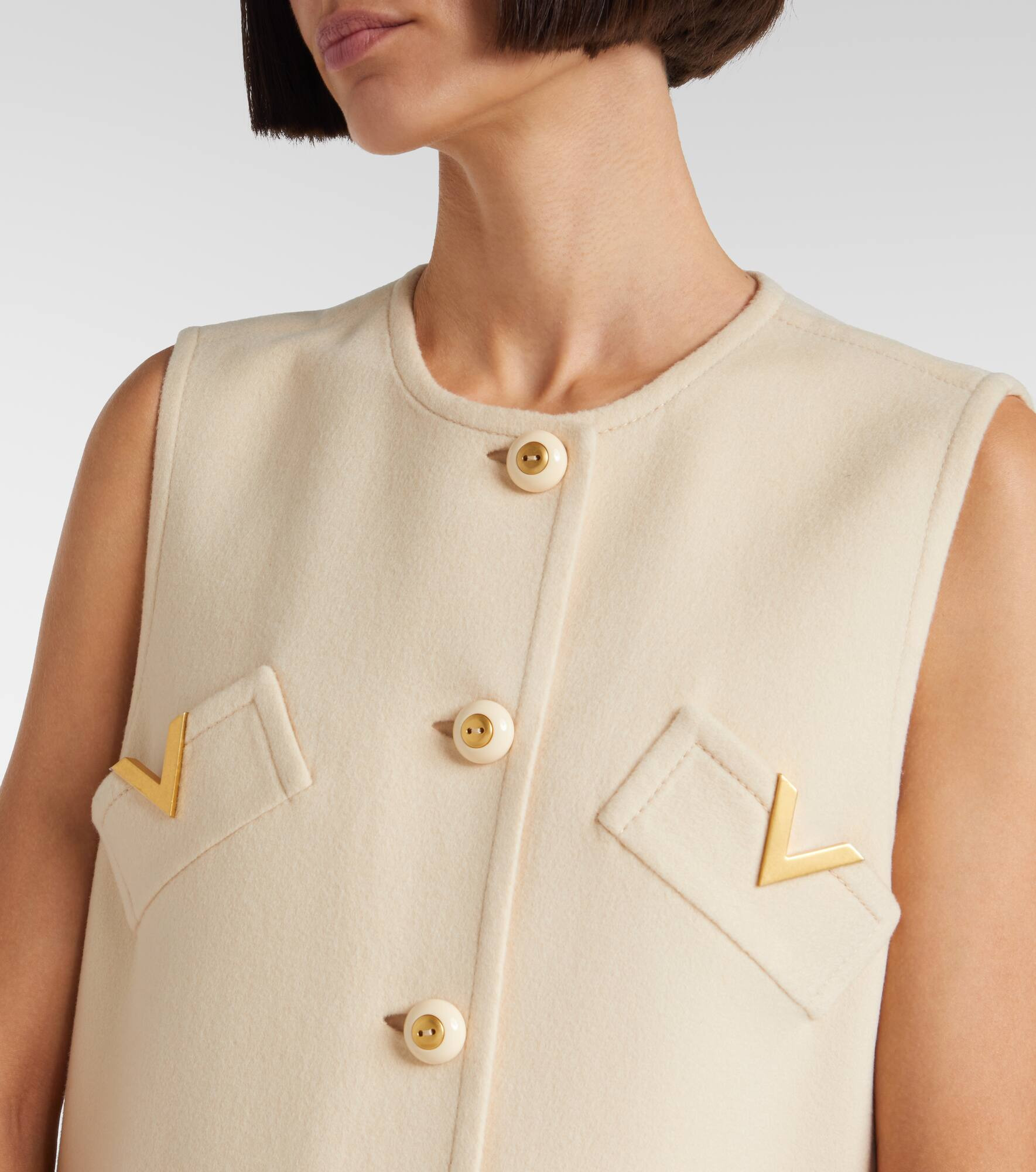 VGold wool and cashmere minidress - 4