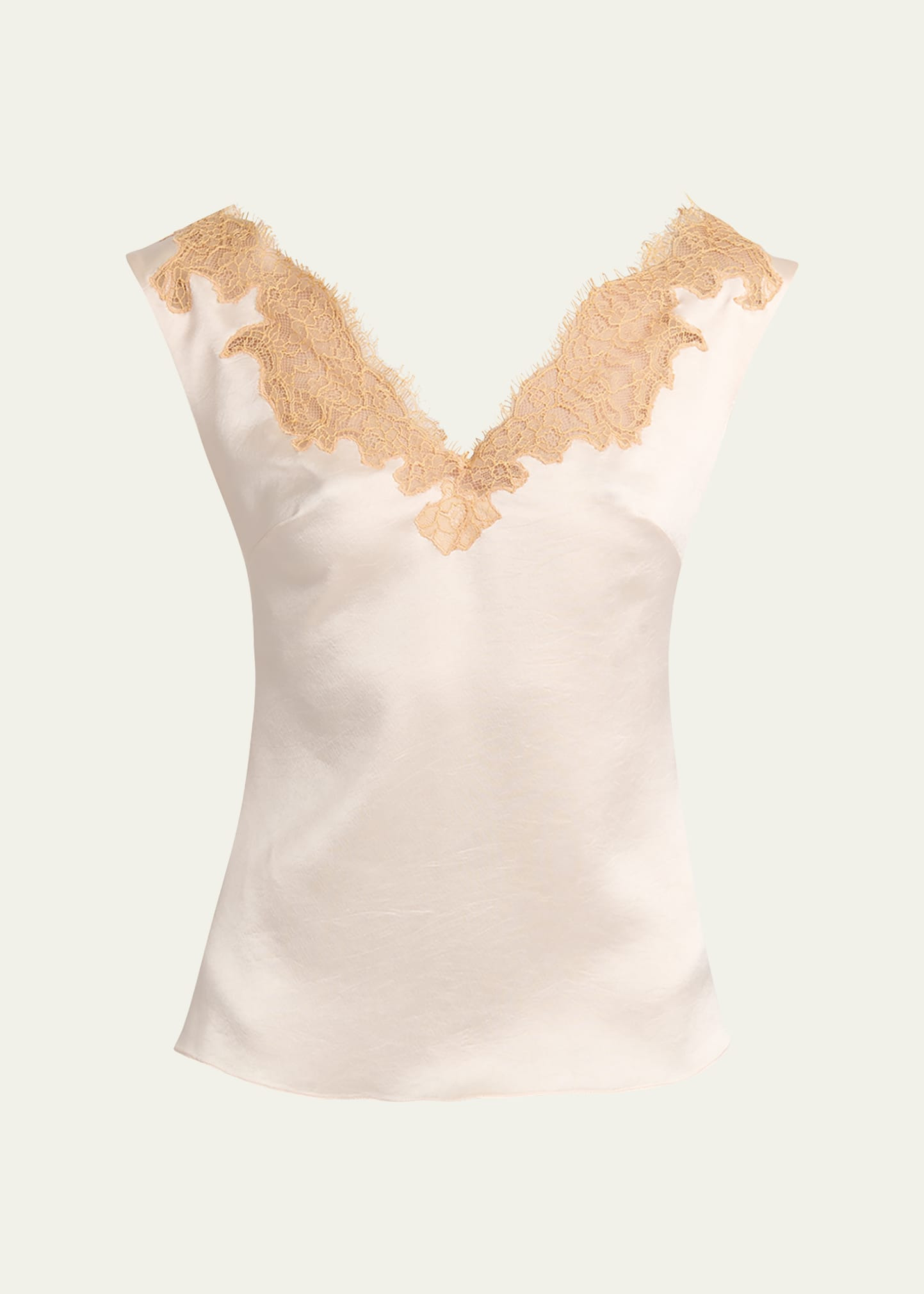 Lace Inset Satin Sleeveless Top - 1