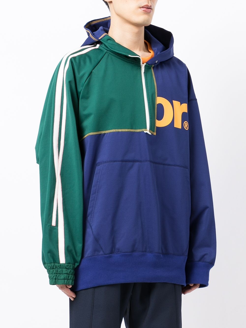 colour-block half-zip hoodie - 3