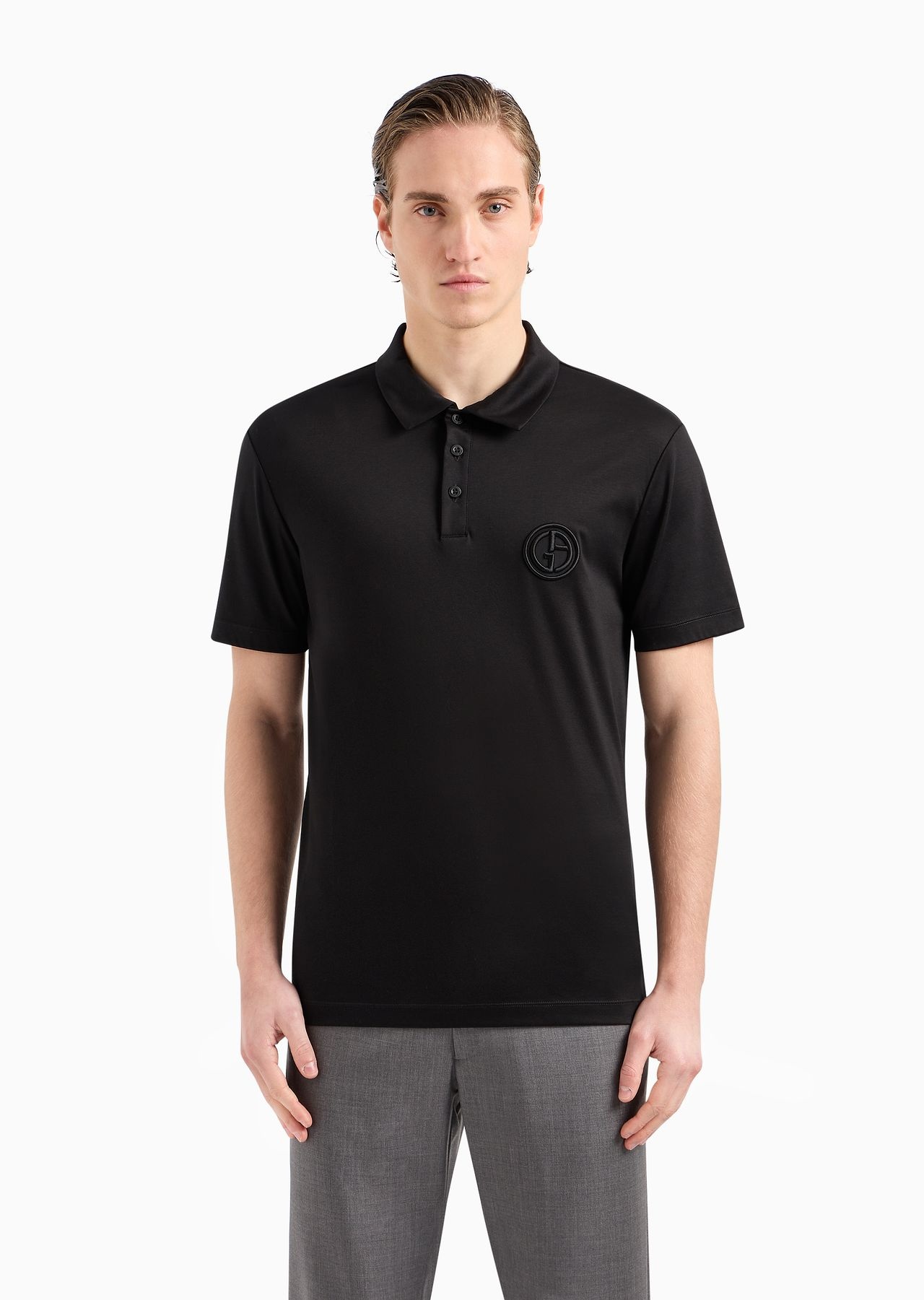 Short-sleeved polo shirt in cotton interlock - 2