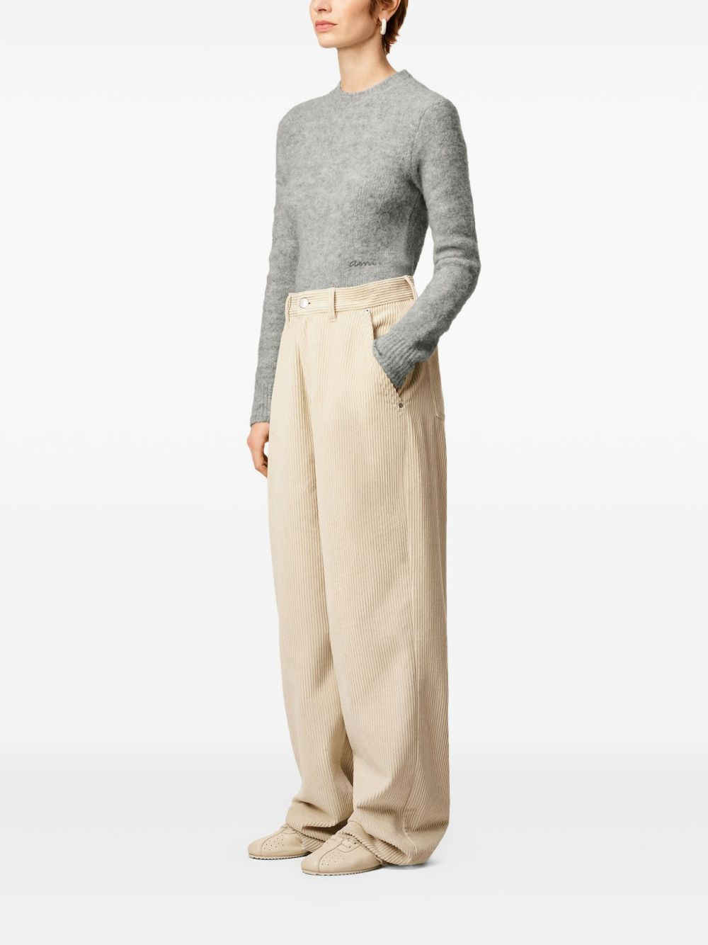 cotton wide-leg trousers - 3