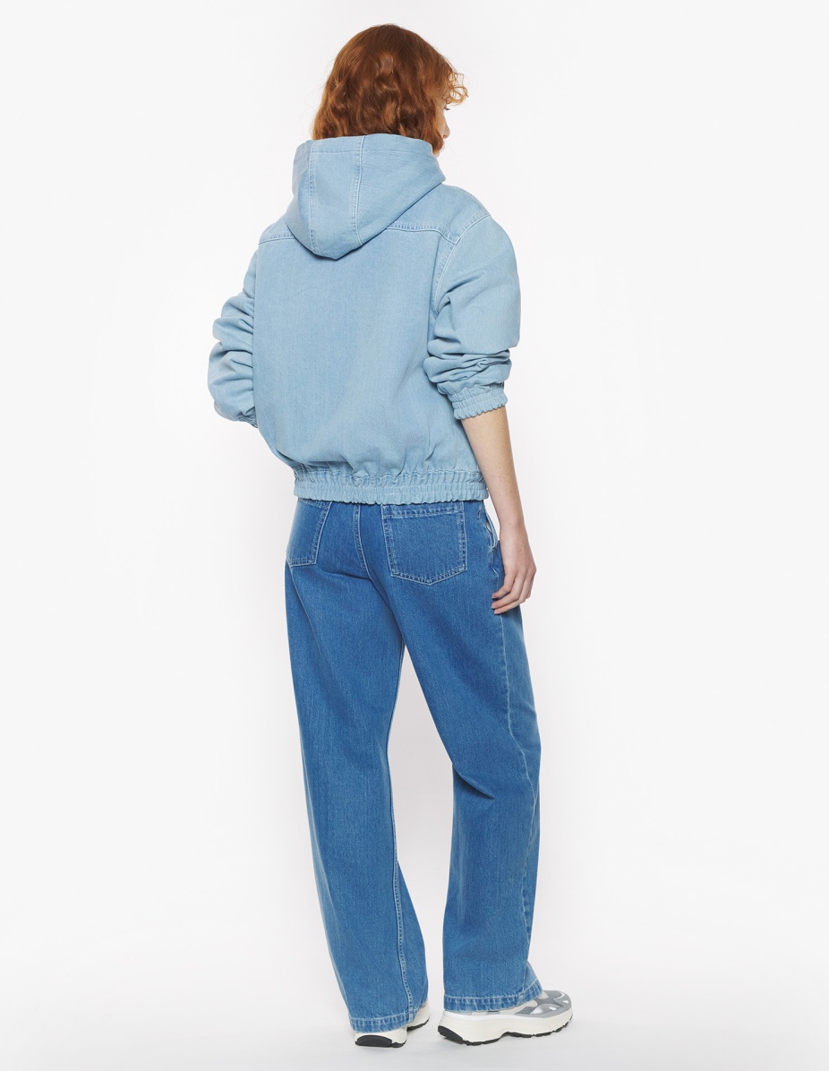 ZIPPED HOODED DENIM BLOUSON - 5