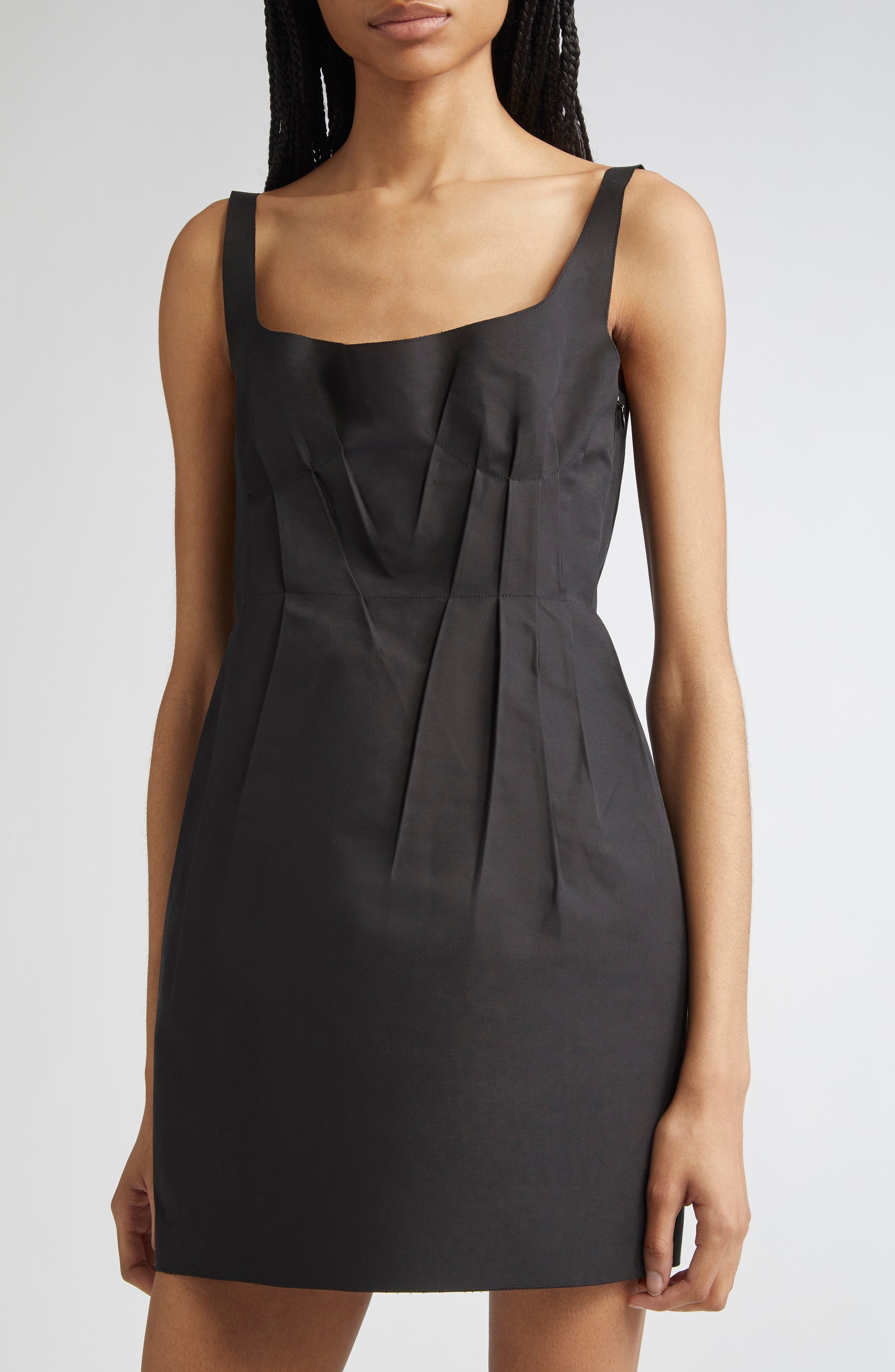 Marni Pleated Square Neck Minidress in 00N99 Black at Nordstrom - 4
