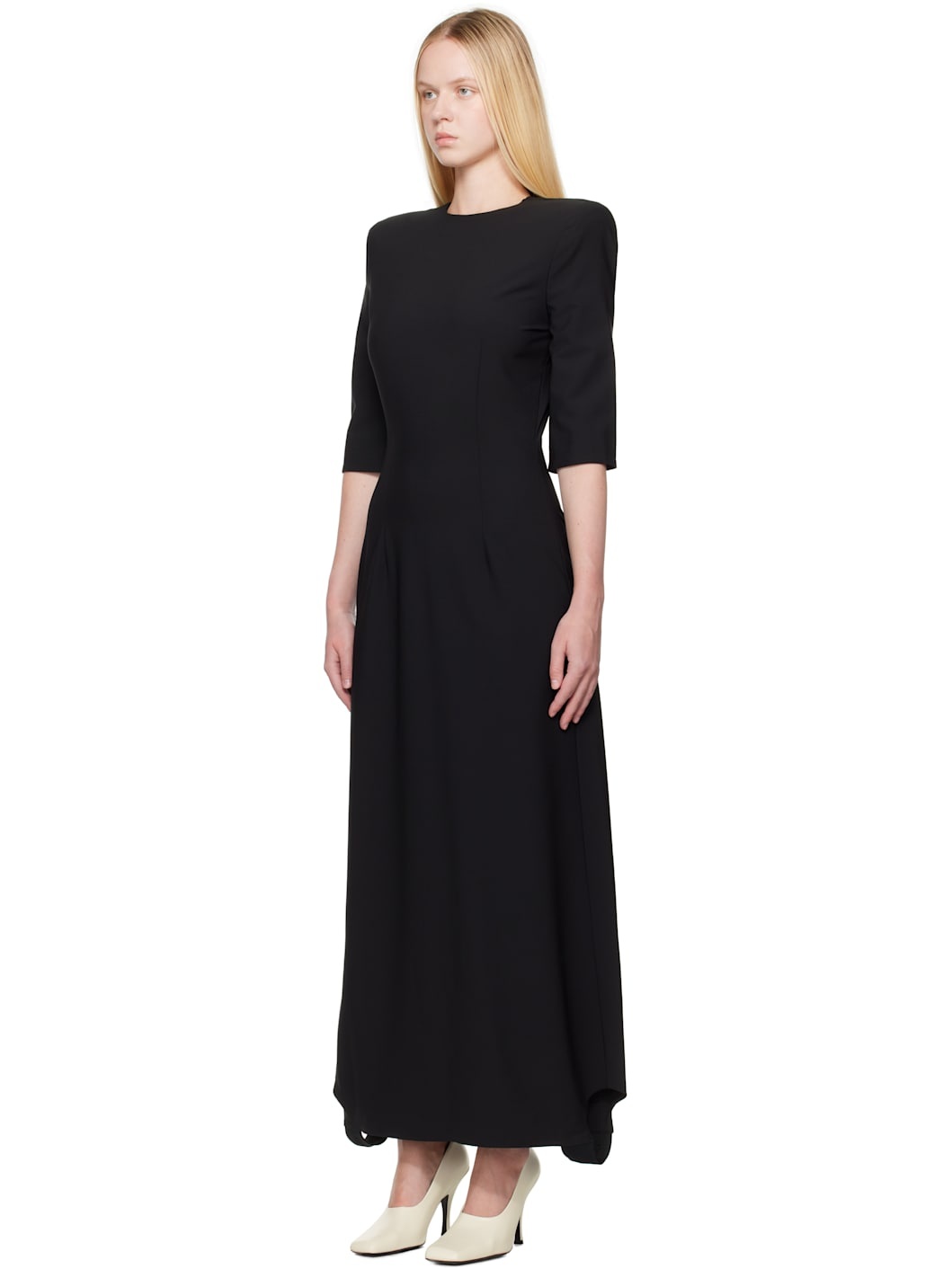 Black Tailored Fuseau Maxi Dress - 4