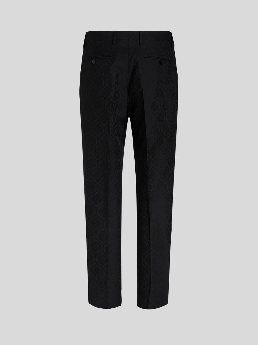 WOOL AND COTTON JACQUARD TROUSERS - 2
