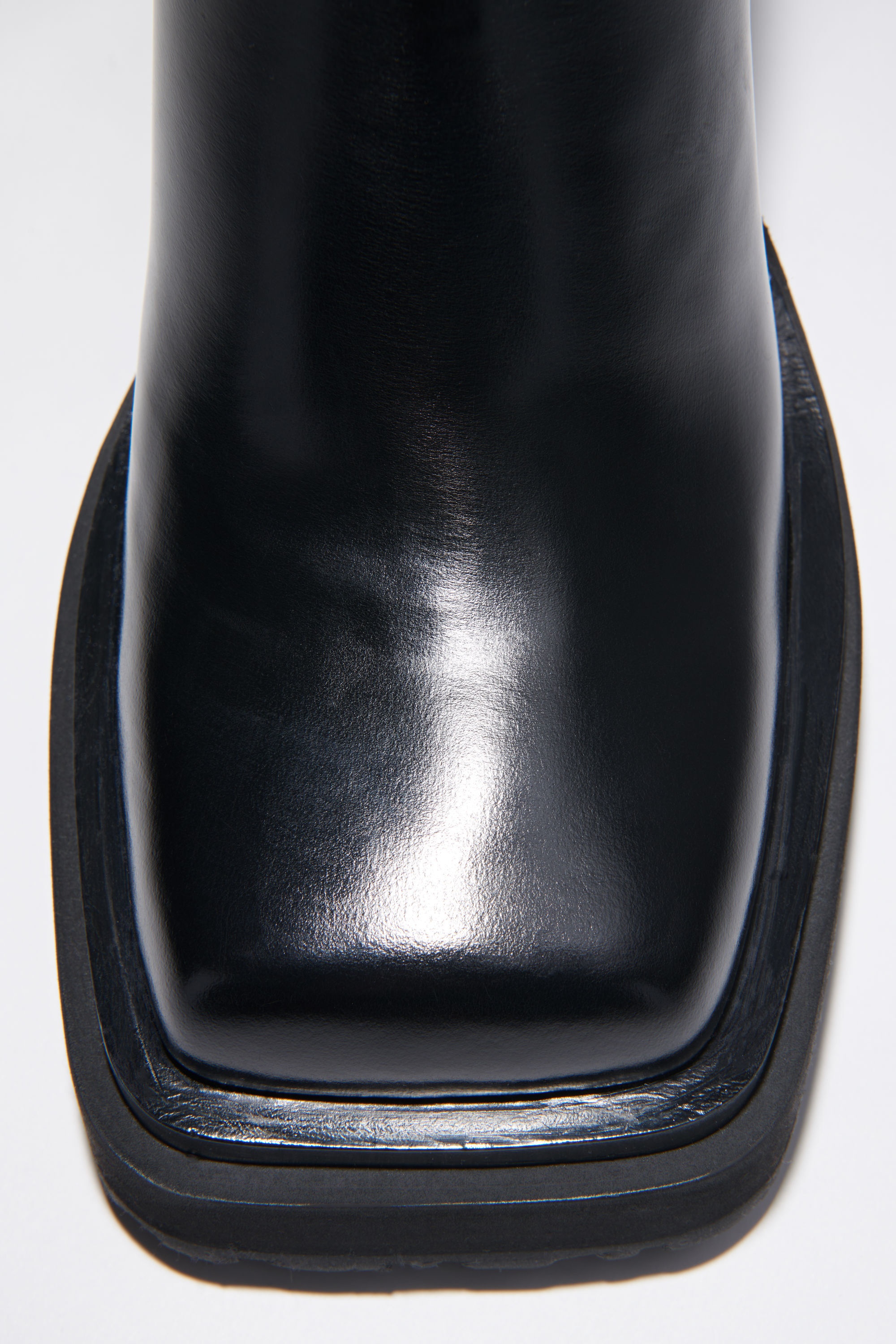 Platform heel leather ankle boots - Black - 6