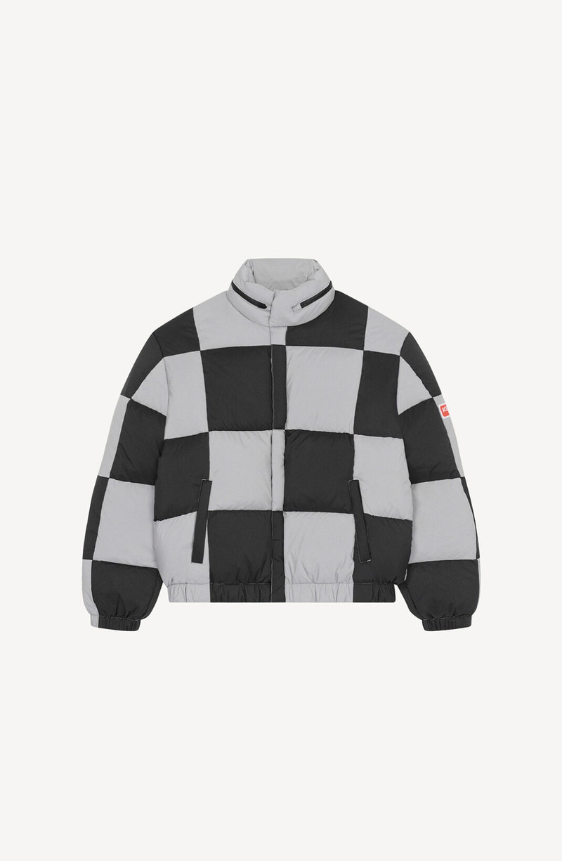 Checked boxy padded coat 1