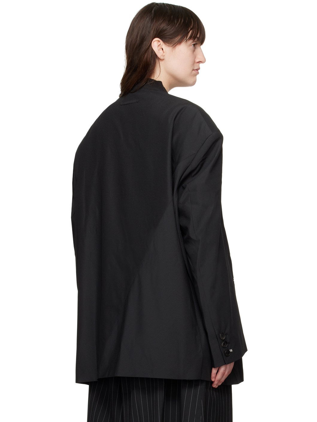Black Patchwork Blazer - 3