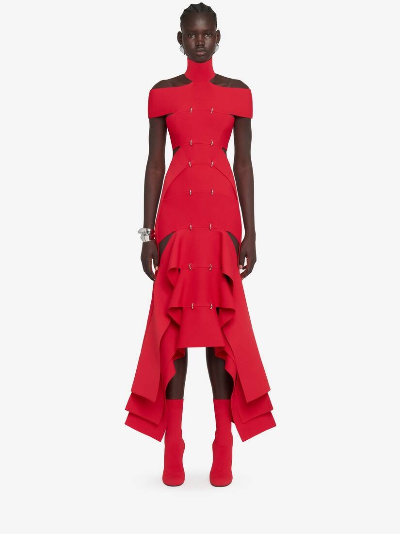Alexander McQueen Women's Slashed Spine Dress in Lust Red