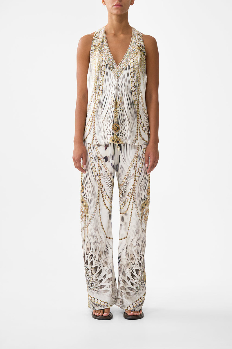 CAMILLA V-NECK TOP WITH KNOT BACK outlook