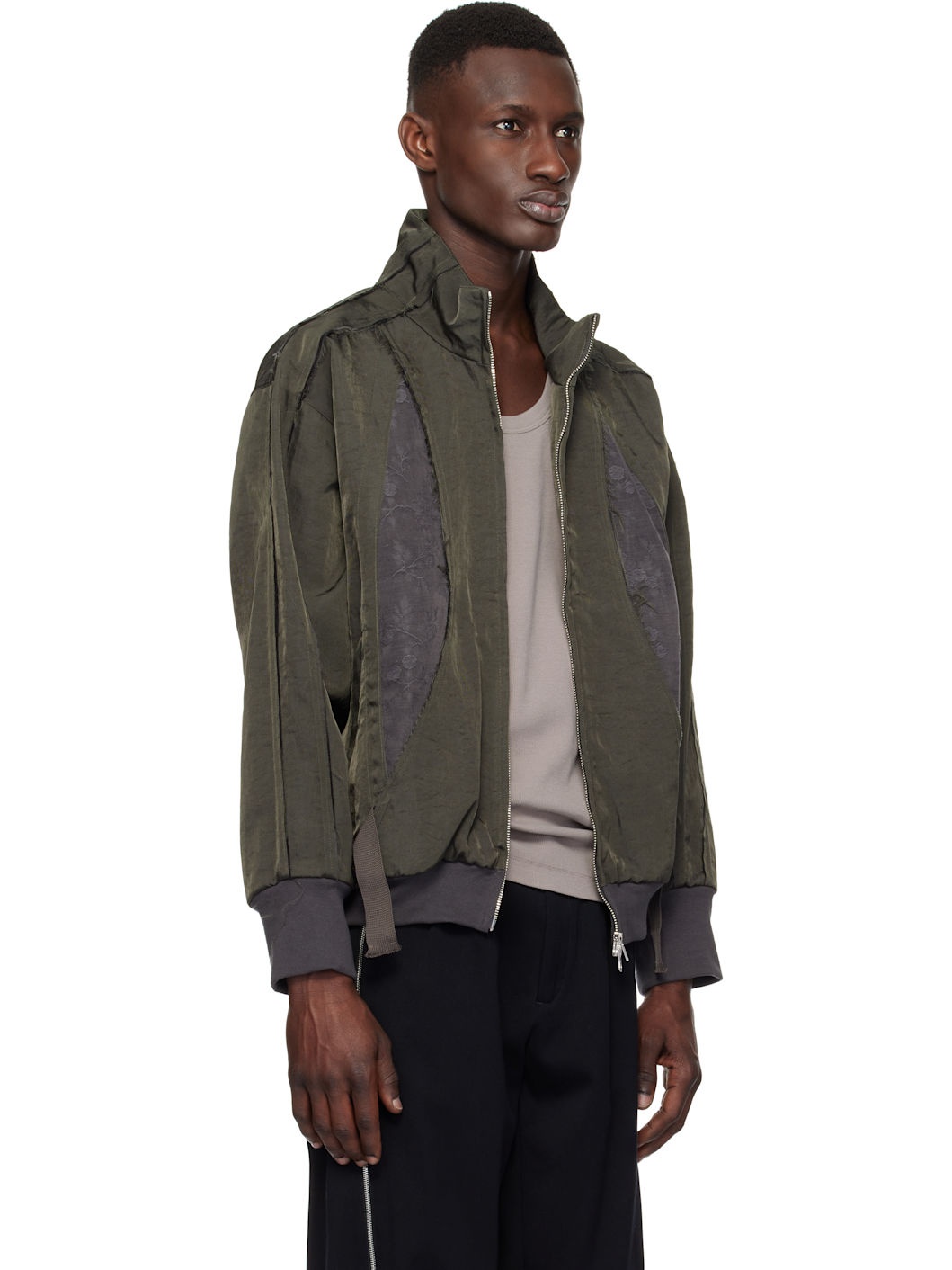 Khaki & Gray Teardrop Track Jacket - 2