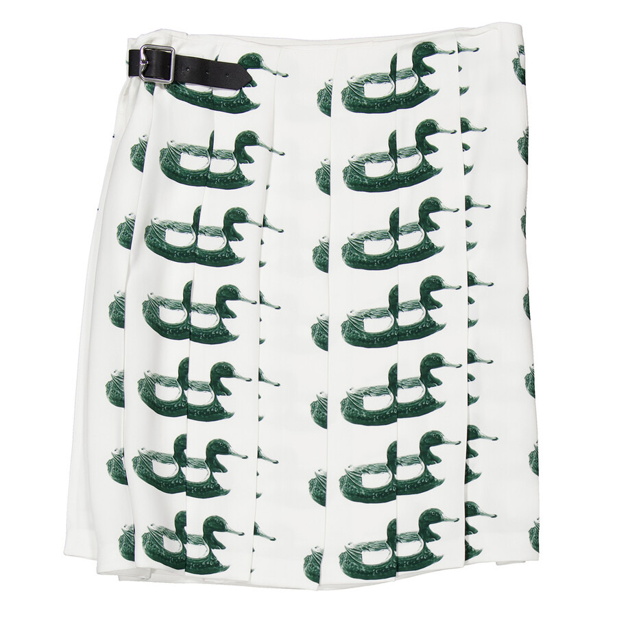 Burberry Duck Print Kilt Silk Skirt - 6