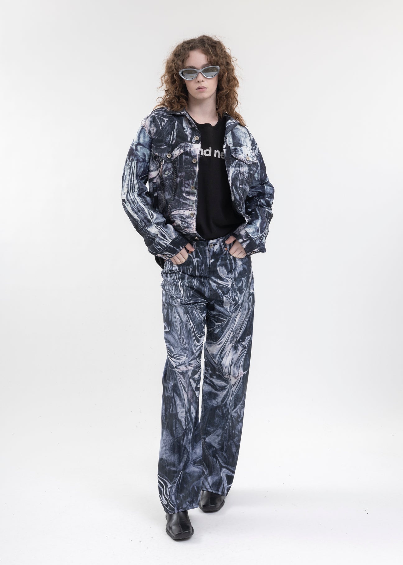 BLACK MIRAGE PRINTED DENIM JACKET - 6