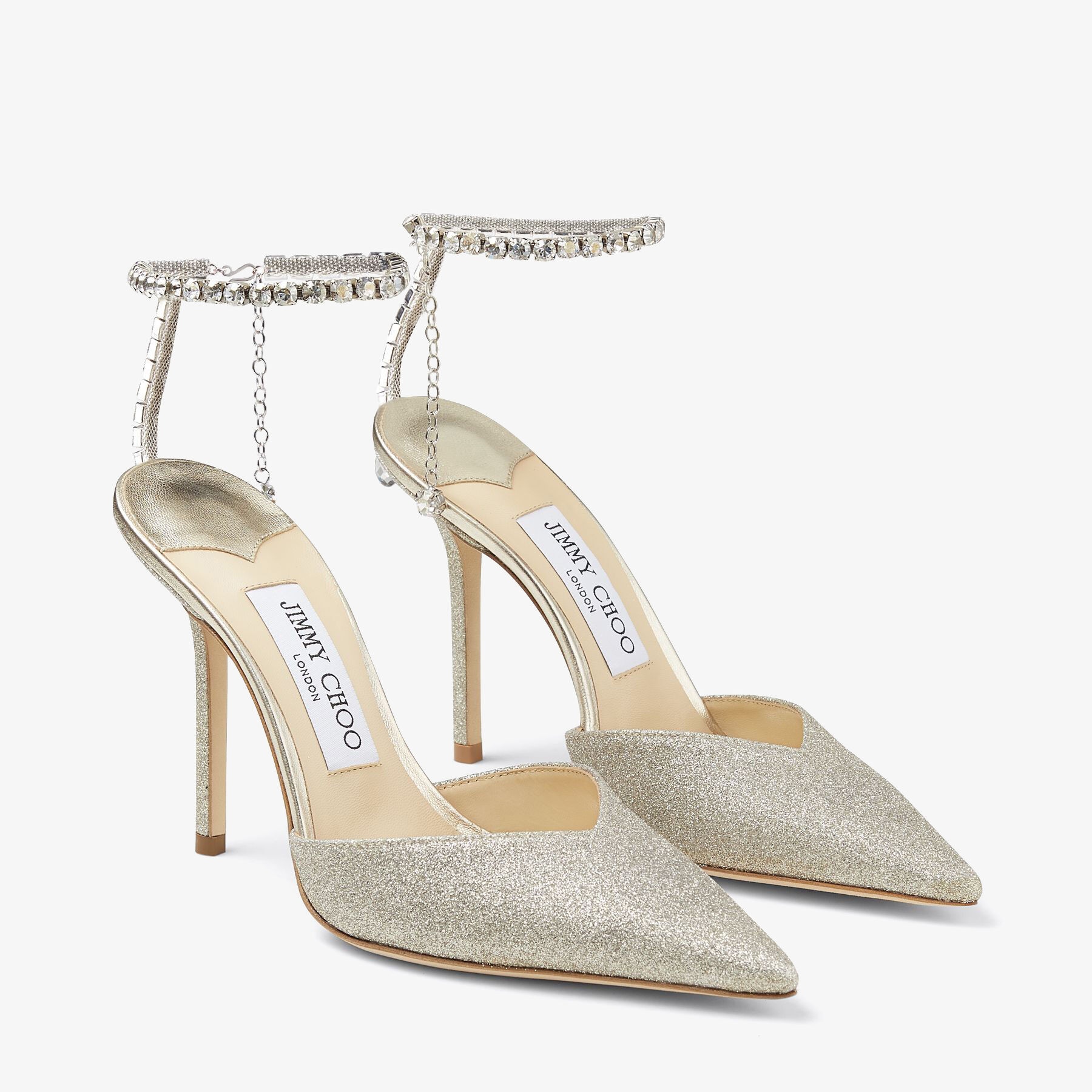 Saeda 100
Platinum Ice Dusty Glitter Pumps with Crystal Embellishment - 3