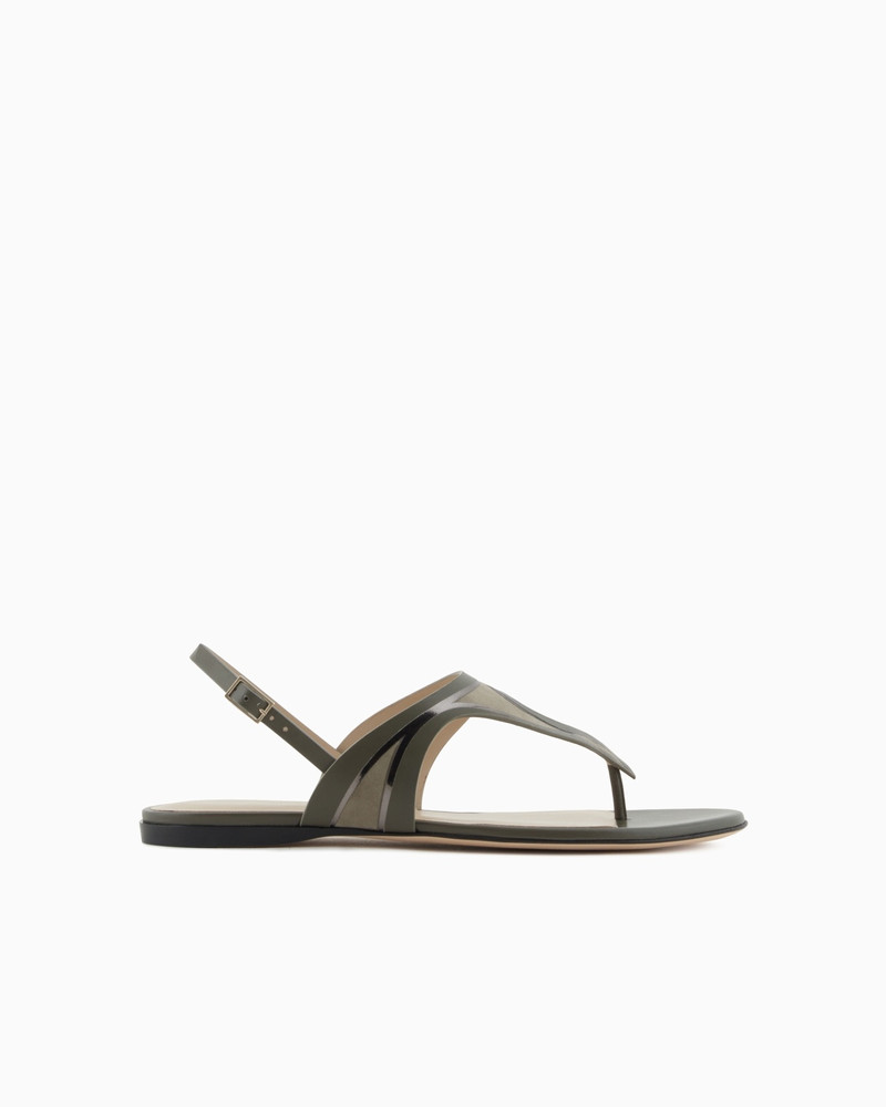 LEATHER AND SUEDE FLAT THONG SANDALS 1