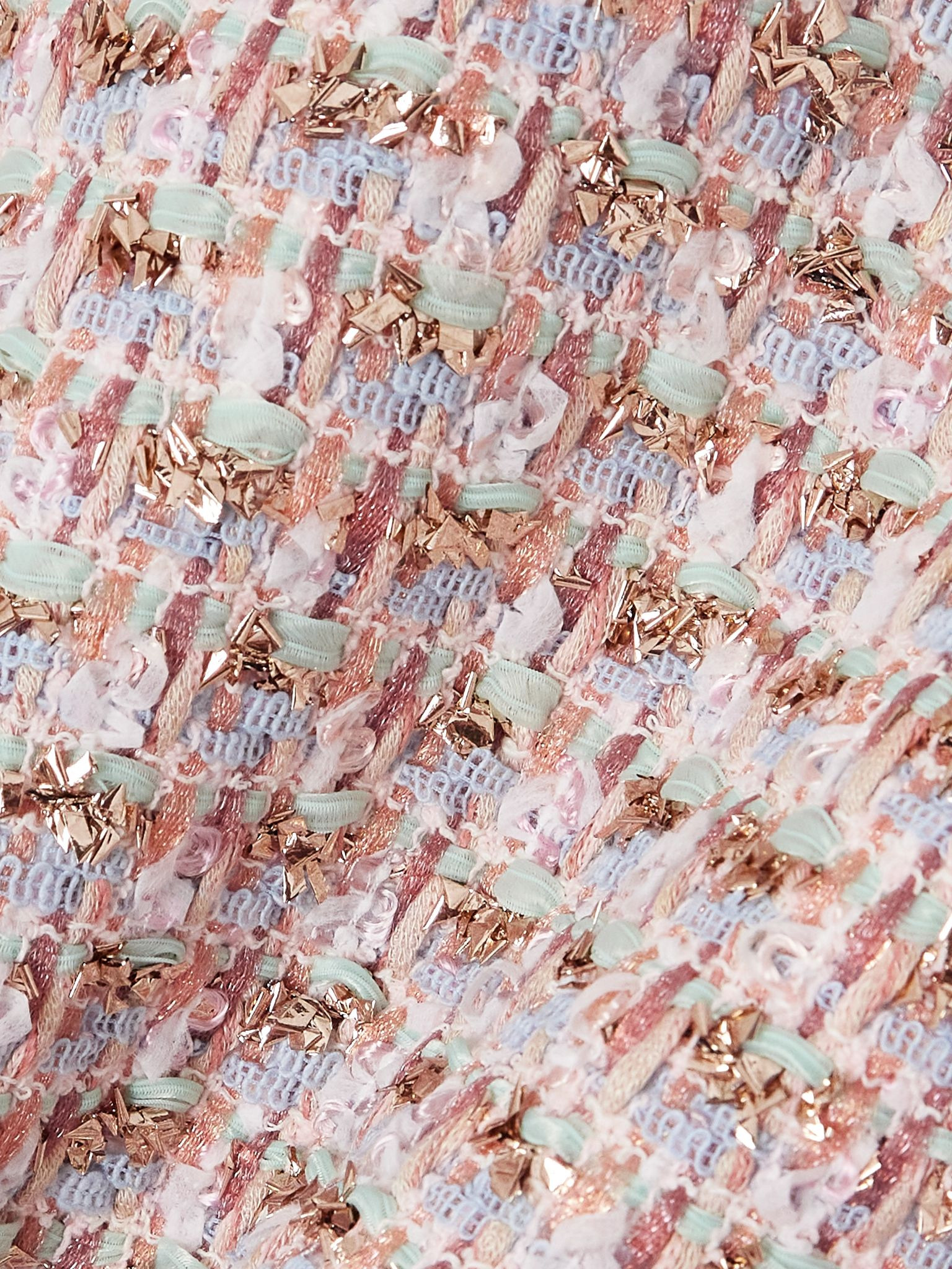 Crystal-embellished chiffon-trimmed metallic tweed jacket Pastel pink - 4