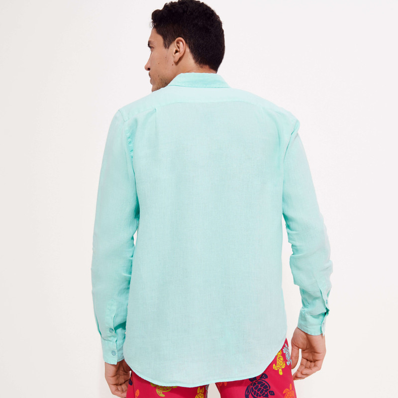 Men Linen Shirt Solid 4