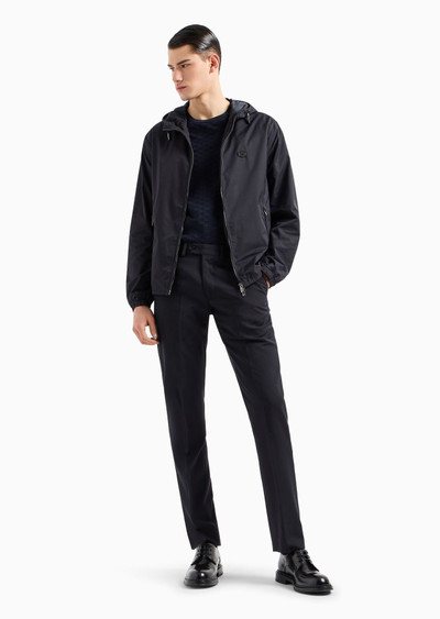 EMPORIO ARMANI Hooded, water-repellent nylon blouson with logo patch outlook