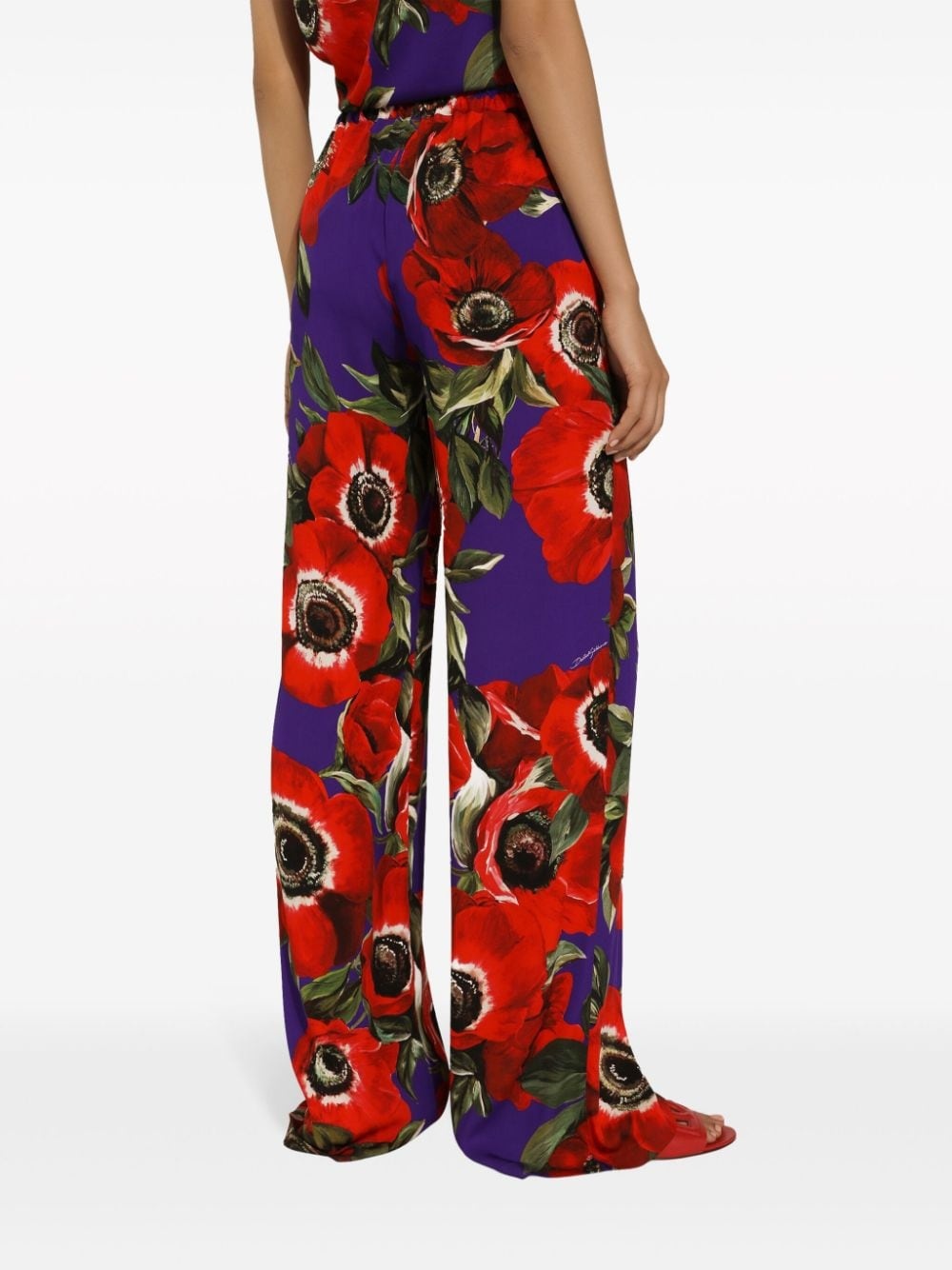 floral-print drawstring-waistband palazzo pants - 3